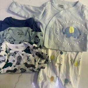 Gerber Baby elephant Print Set - Blue and White an onesies